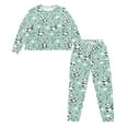 thumbnail image 5 of FOR U DESIGNS Green Panda Women's Long Sleeve Drawstring Pajamas Set 2 Piece Size S Sleepwear Long Crew Neck Tops and Pants for Women Nightwear Jogger Loungewear, 5 of 6