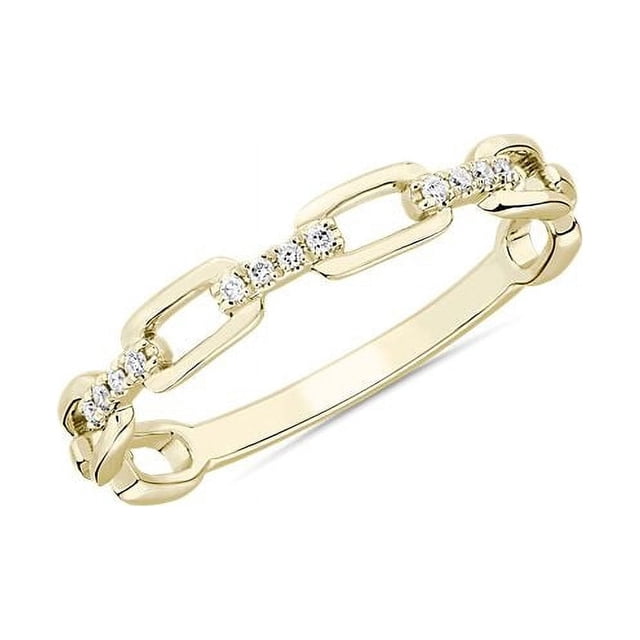0.15 Carat Excellent Round Cut Real Diamond Latest Design Engagement Band for Ladies Solid 14K Yellow Gold Size 7.5