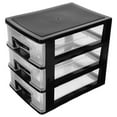 thumbnail image 7 of Melantax Portable Three Layer Plastic Storage Cabinet with Drawers, Multifunctional Storage Furniture (Black and Transparent), 7 of 7