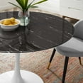thumbnail image 5 of Modway Lippa 47" Modern Metal & Artificial Marble Dining Table in Black/White, 5 of 6