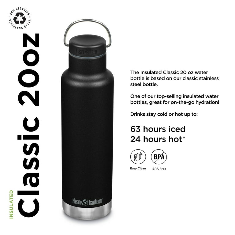 Klean Kanteen 20 Oz Classic Loop Top Black - Walmart.com
