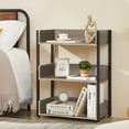 thumbnail image 3 of VECELO 3-Tier Bookcase with Storage Shelves, Industrial Style Wooden Bookshelf Storage Organizer Display Rack, Brown, 3 of 7