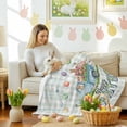 thumbnail image 4 of Throw Blanket Fleece Throw Blanket 40x50in, Happy Easter Words Bunnies Soft Lightweight Bed Blankets Watercolor Eggs Tulip Fuzzy Couch Blankets for All Season, 4 of 9