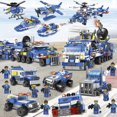 thumbnail image 1 of Juego de bloques de construcción de estación de policía de la ciudad, juguete de construcción de centro de comando móvil con coche de policía, helicóptero, barco, el mejor juego de roles de aprendizaj Muyoka Hogar, 1 of 6