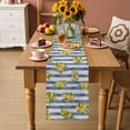 thumbnail image 2 of Summer Lemons Table Runner 90 Inches, Vintage Watercolor Fruit Flowers Blue Striped Bed Runner Dresser Scarves Tabletop for Indoor Outdoor Parties/Ceremony/Banquet, 13" x 90", 2 of 9