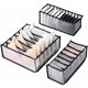 thumbnail image 1 of Caja de almacenamiento de ropa interior, organizadores de cajones de ropa interior plegables de tres piezas, organizador de cajones para ropa interior, sujetador, bragas, calcetines (negro), 1 of 5