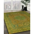 thumbnail image 3 of Ahgly Company Machine Washable Indoor Rectangle Abstract Dark Yellow Green Area Rugs, 2' x 5', 3 of 7