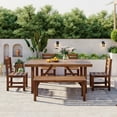 thumbnail image 2 of 6-Piece All-Weather A-cacia Wood Outdoor Dining Set with 60" Table, 4 Chairs & Bench for Patio, Backyard (Brown), 2 of 8