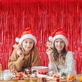thumbnail image 5 of 3 Pcs Red Metallic Foil Curtains, 3.28ft x 6.56ft Laser Glitter Fringe Rain Curtain Shine Photo Booth Backdrop Tinsel Curtain Streamer for Wedding Christmas New YearBaby Shower Celebration Party, 5 of 6