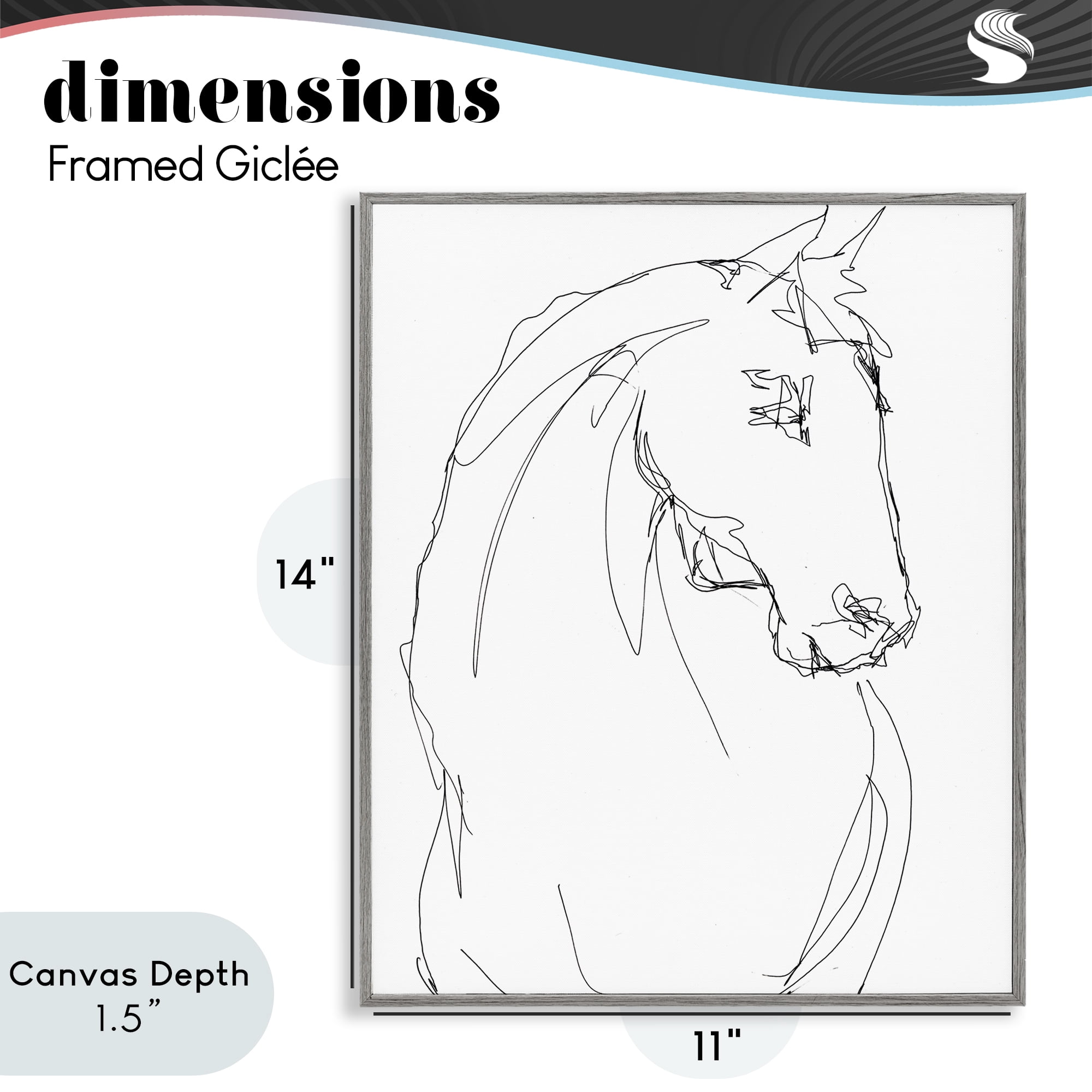 Stupell Industries Sketched Horse Contour Gray Framed Giclee Art, design by Lorenzo Collective