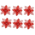 thumbnail image 3 of 6 piezas de flores de Pascua artificiales, adorno para árbol de Navidad, adorno floral hueco brillante para ventana de casa y puerta, 3 of 5