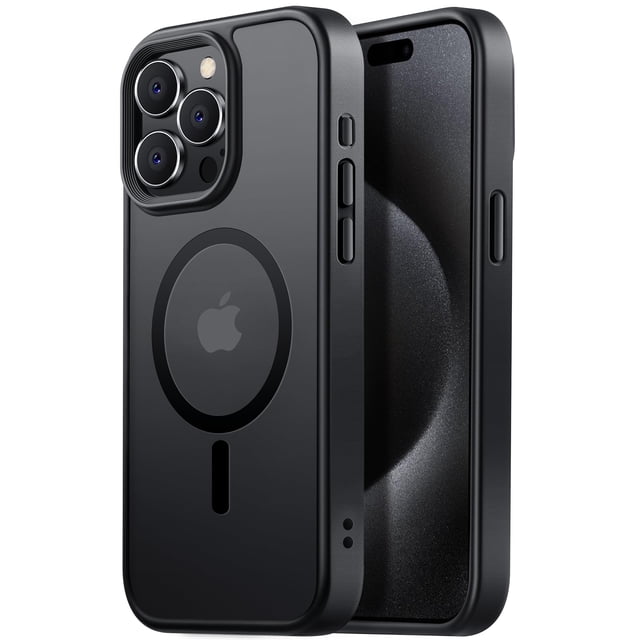 Funda de teléfono Tigowos para iPhone 15 Pro Max con MagSafe Black