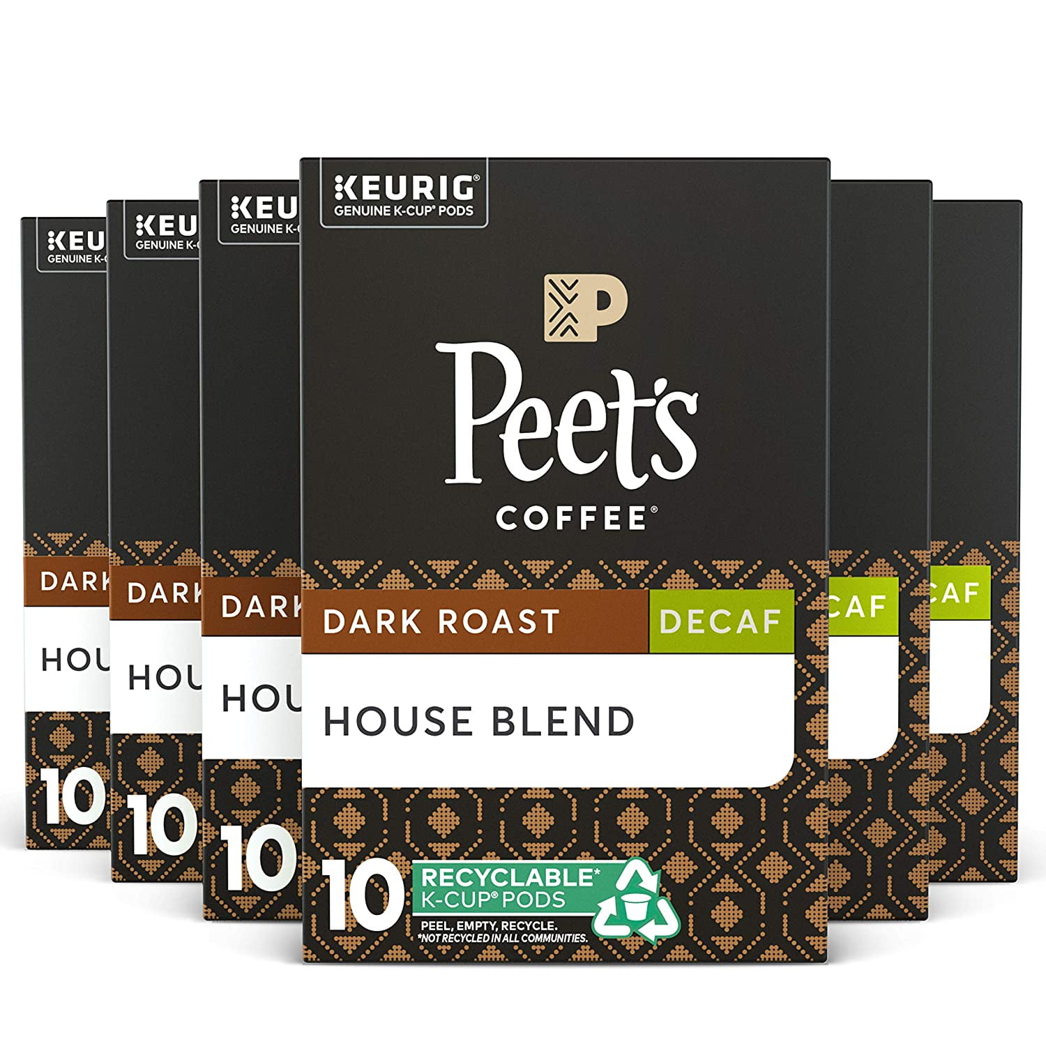 Peet’s Coffee Decaf House Blend KCup Coffee Pods for Keurig Brewers, Dark Roast, 60 Pods