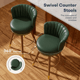 thumbnail image 5 of HomeZeer 24" Bar Stools Set of 2, Counter Height Bar Stools with Curved Back Swivel Barstools Pub Chairs with Wood Legs, Green, 5 of 8