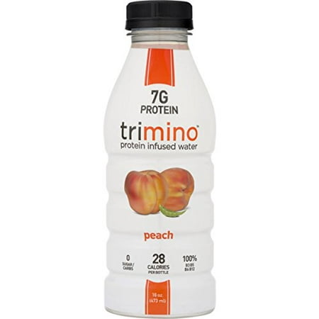 Trimino Protein Infused Water, Peach, 16 Fl Oz, 12