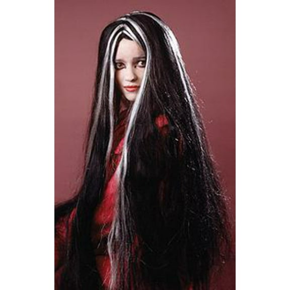 Extra Long Witch Wig - Black/White
