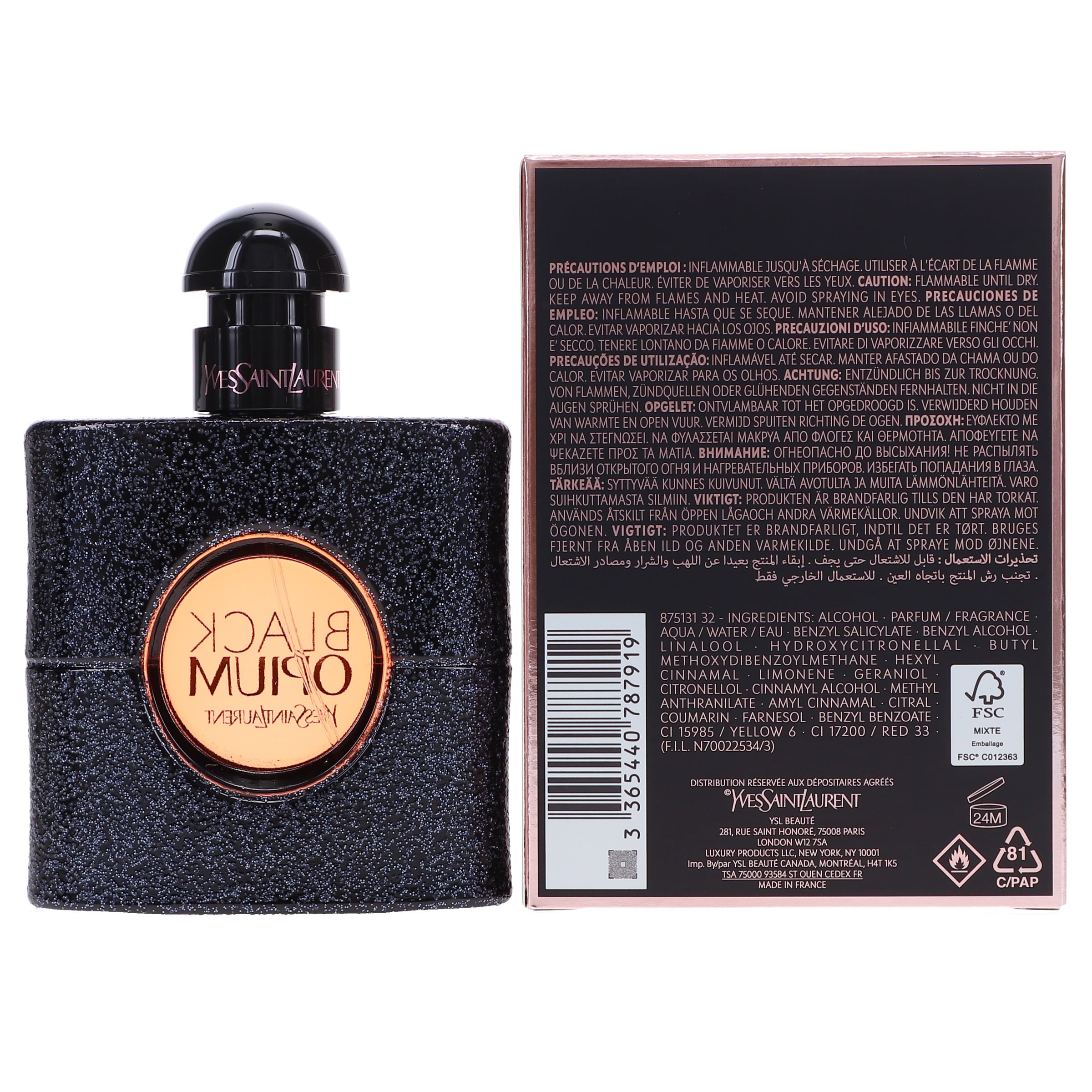 Black Opium by Yves Saint Laurent Eau de Parfum, Perfume for Women, 1.6 oz