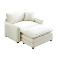 thumbnail image 5 of Single Deep Seat Sofa with Footstool with One Pillow, Suitable for Living Room and Bedroom, Club Multiple Occasions,White Corduroy (White), 5 of 10