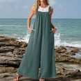 thumbnail image 3 of Women's Casual Wide Leg Jumpsuit Sleeveless Loose Fit Summer Romper with Pockets, 3 of 6