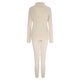 thumbnail image 4 of Gibobby Sueter Dama Conjuntos de punto para mujer, traje de cuello , de Color sólido, suéter, pantalones, traje, conjunto de dos piezas informal cálido y (Beige, M), 4 of 5