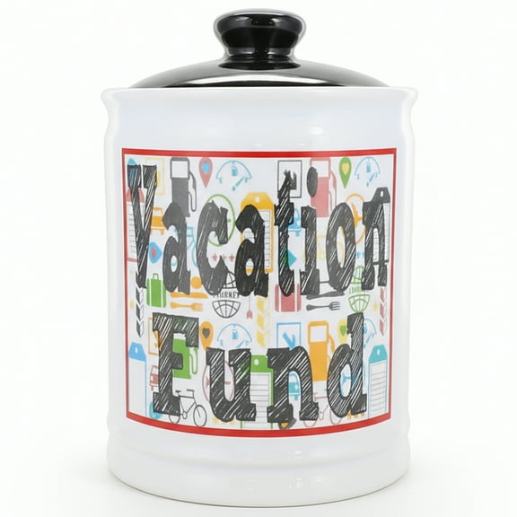 Cottage Creek Vacation Fund Piggy Bank, Ceramic, 6" Multicolored Our Adventure Travel Savings Bank