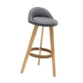 thumbnail image 4 of Taburete de bar Gloria alto con estructura de Madera y respaldo bajo Lino gris, 4 of 9
