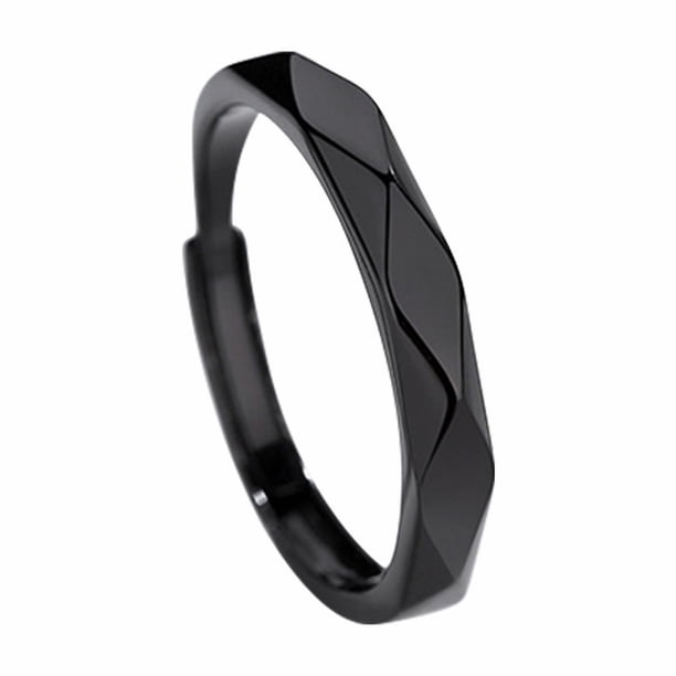 Anillo Ajustable para Pareja de Plata Italiana 925 Negro y Anillo para Hombre y Mujer Un Anillo Ligero y Lujoso para Amantes