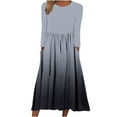 thumbnail image 2 of LYXSSBYX Womens Casual Dresses with Sleeves Women's and Winter Casual Round Neck Long Sleeve Folding Solid with Pocket Dresses, 2 of 5