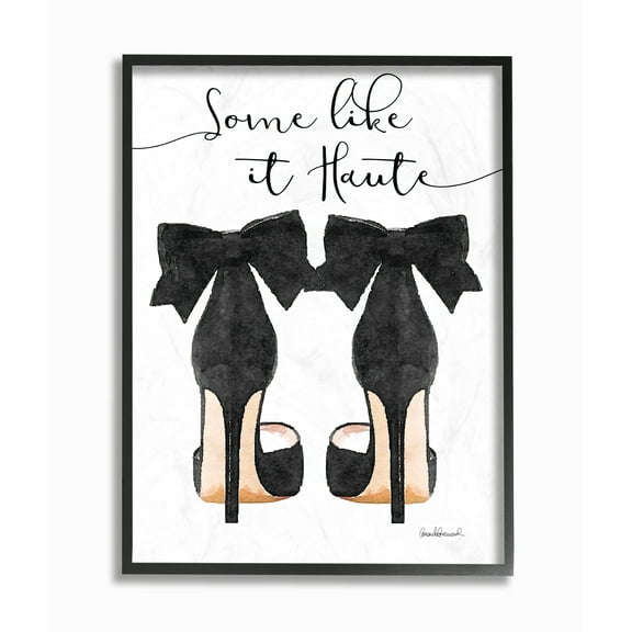 Stupell Industries Some Like It Haute Black Pumps Heels Beauty & Fashion Painting Black Framed Art Print Wall Art, 11 x 14