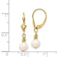 thumbnail image 3 of Primal Gold 14 Karat Yellow Gold 5-6mm White Semi-round Freshwater Cultured Pearl Leverback Earrings, 3 of 3