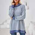 thumbnail image 6 of ZQGJB Cowl Neck Sweatshirts for Women Loose Lightweight Casual Solid Color Long Sleeve Pullover Blouse Trendy Autumn Side Slit Tunic Shirts Tops Light Blue XL, 6 of 6