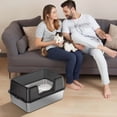 thumbnail image 2 of Stainless Steel Cat Litter Box - Extra Large 60x40x31.5cm High-Sided Tray with Lid (Black) for Odor Control, Anti-Splash Design, 2 of 7
