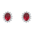 thumbnail image 3 of Sterling Silver Oval Colored CZ Stone With Teardrop Halo, 3 of 5