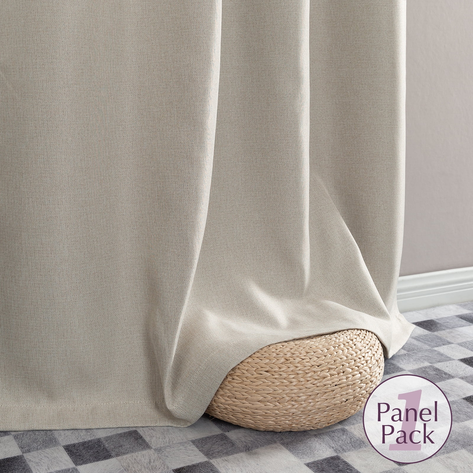 Curtainking Linen Textured Curtain W100 x L96 for Living Room Bedroom Grommet 1 Panel Light Greyish Biege