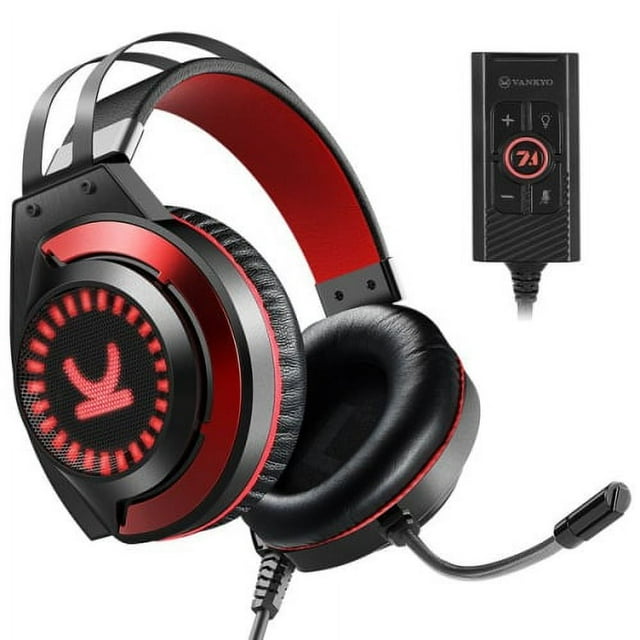 Vankyo CM7000 Commander / Casque de Jeu à Son Surround Virtuel 7.1 / Éclairage Rouge et Design Confortable