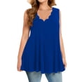 thumbnail image 2 of Yourumao Women's Plus Size Tank Tops with Ruffle Hem Scalloped V Neck Tunic Tanks for Summer Vacation Loose Fit Sleeveless Shirts for Travel, 2 of 5
