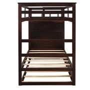 Harper & Bright Designs Twin Over Twin Bunk Bed with Trundle and Stairs, Wood Kids Bunk Beds with Storage Drawers and Guardrail for Teens Adults, Espresso