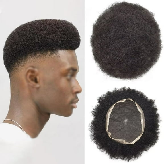 LYRICAL HAIR Toupee for Men Full Lace Mens Toupee Kinky Curly Hairpieces for Man Brazilian Human Hair Replacement Systems French Lace Male Hair Prosthesis