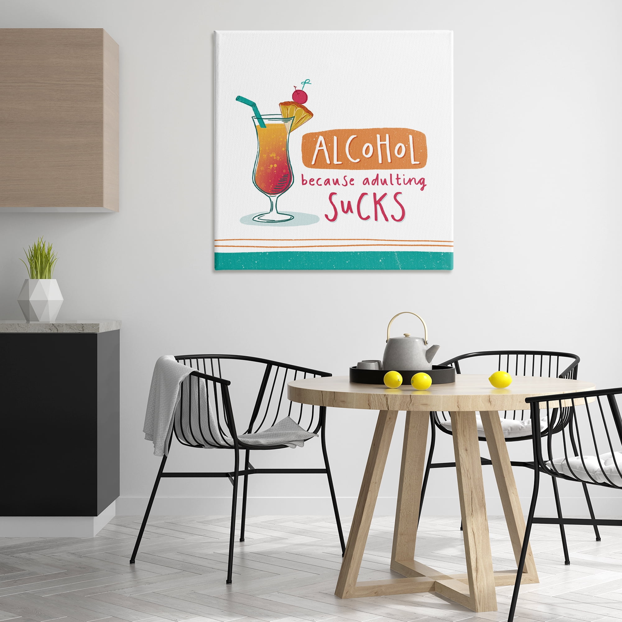 Stupell Industries Funny Adulting Phrase Food & Beverage Painting Wrapped Canvas Art Print Wall Art, 36 x 36