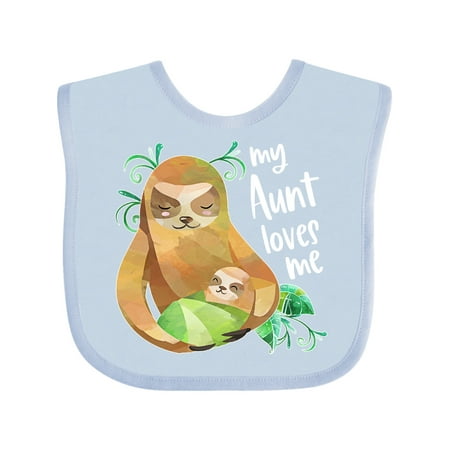 

Inktastic My Aunt Loves Me Cute Sloth and Baby Gift Baby Boy or Baby Girl Bib