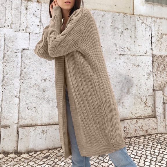 Vedolay Women's 2023 Coat Women's Autumn Coats Solid Color Long Sleeve Casual Jacket Outerwear,Khaki L