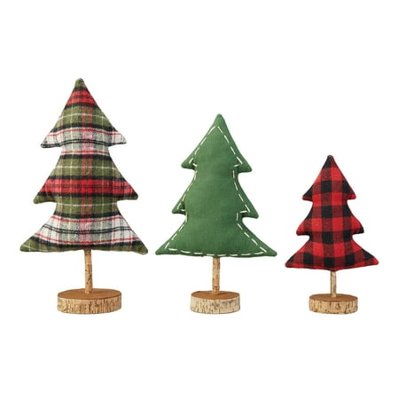Holiday Time Fabric Table Top Tree Christmas Decorations Set Of 3