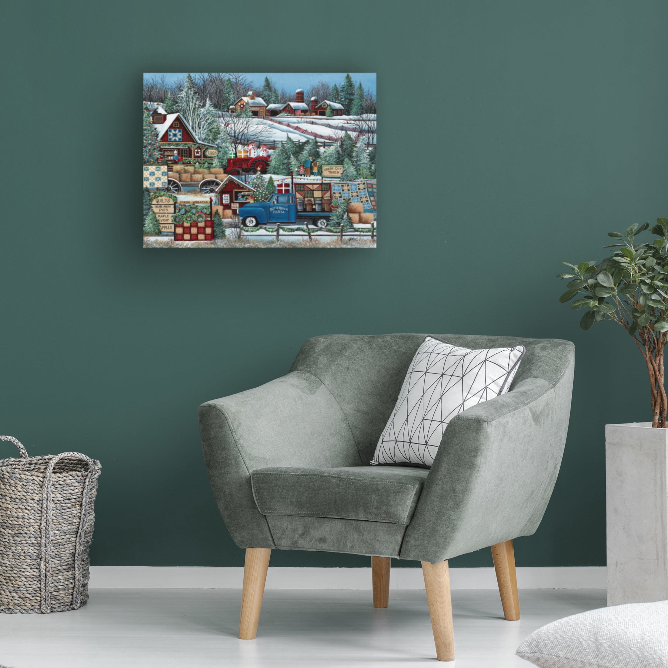 Canvas Wall Art - Debbi Wetzel 'Buttermilk Farm Winter' Wall Art for Living Room, Bedroom, or Office Décor by Trademark Fine Art - 24 x 18 Inches