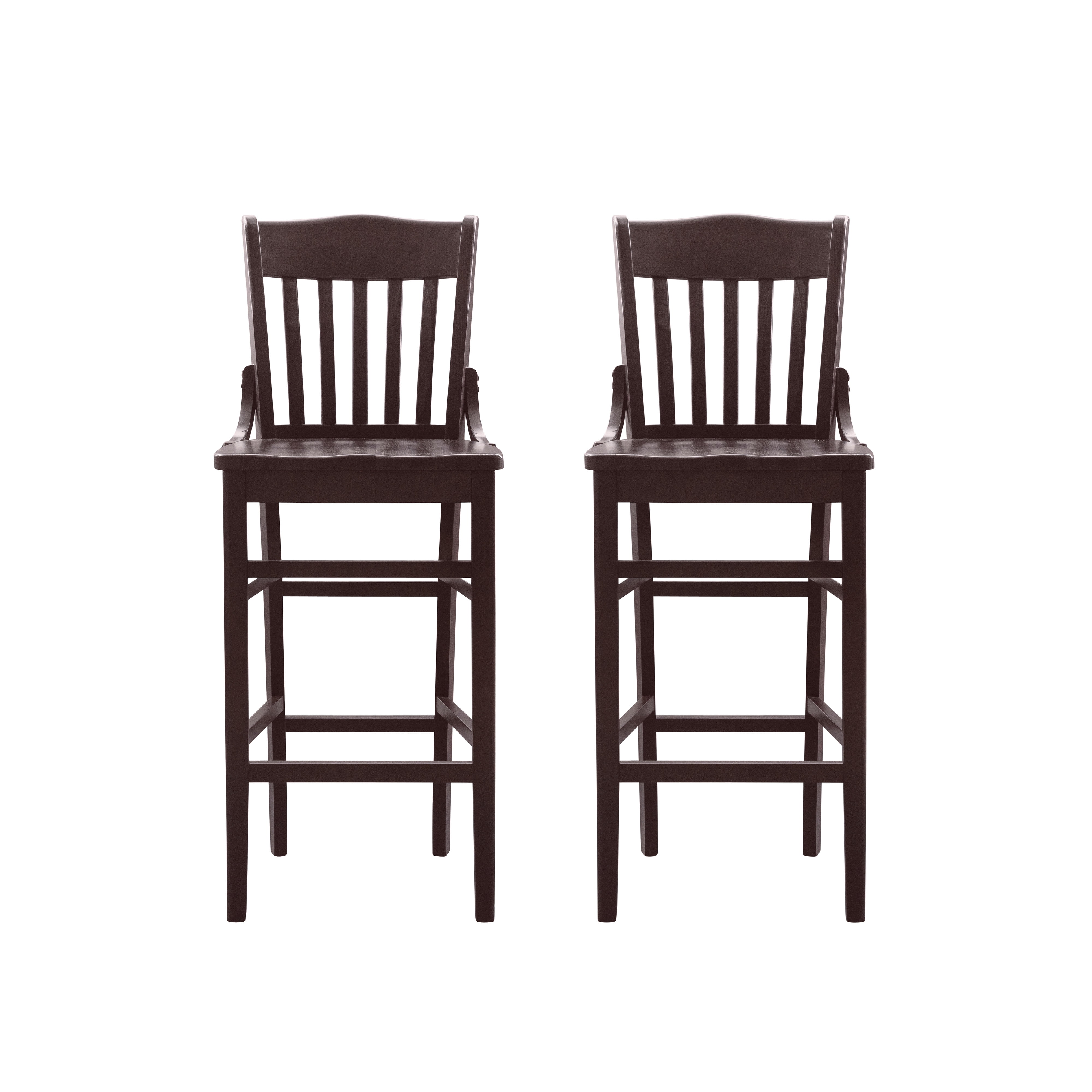 Linon Judah High Back 30" Bar Stools Set, 2-Piece, Brown Finish