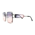 thumbnail image 3 of Off Set Rimless Retro Mobster Unique Side Lens Rectangle Sunglasses Silver Purple Pink, 3 of 4