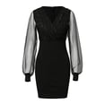 thumbnail image 3 of RMGVDSD Girls Party Dress Kids Glitter Dress Puff Long Sleeve Mesh Dresses Slim Fit V Neck Sequin Dress Girl's Elegant Mini Sundress 7-8 Years, 3 of 6