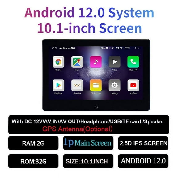 10.1''Headrest Monitor Display IPS Android 12 Tablet Touch Screen For Car Rear Seat Player Video Music FM Bluetooth AirPlay