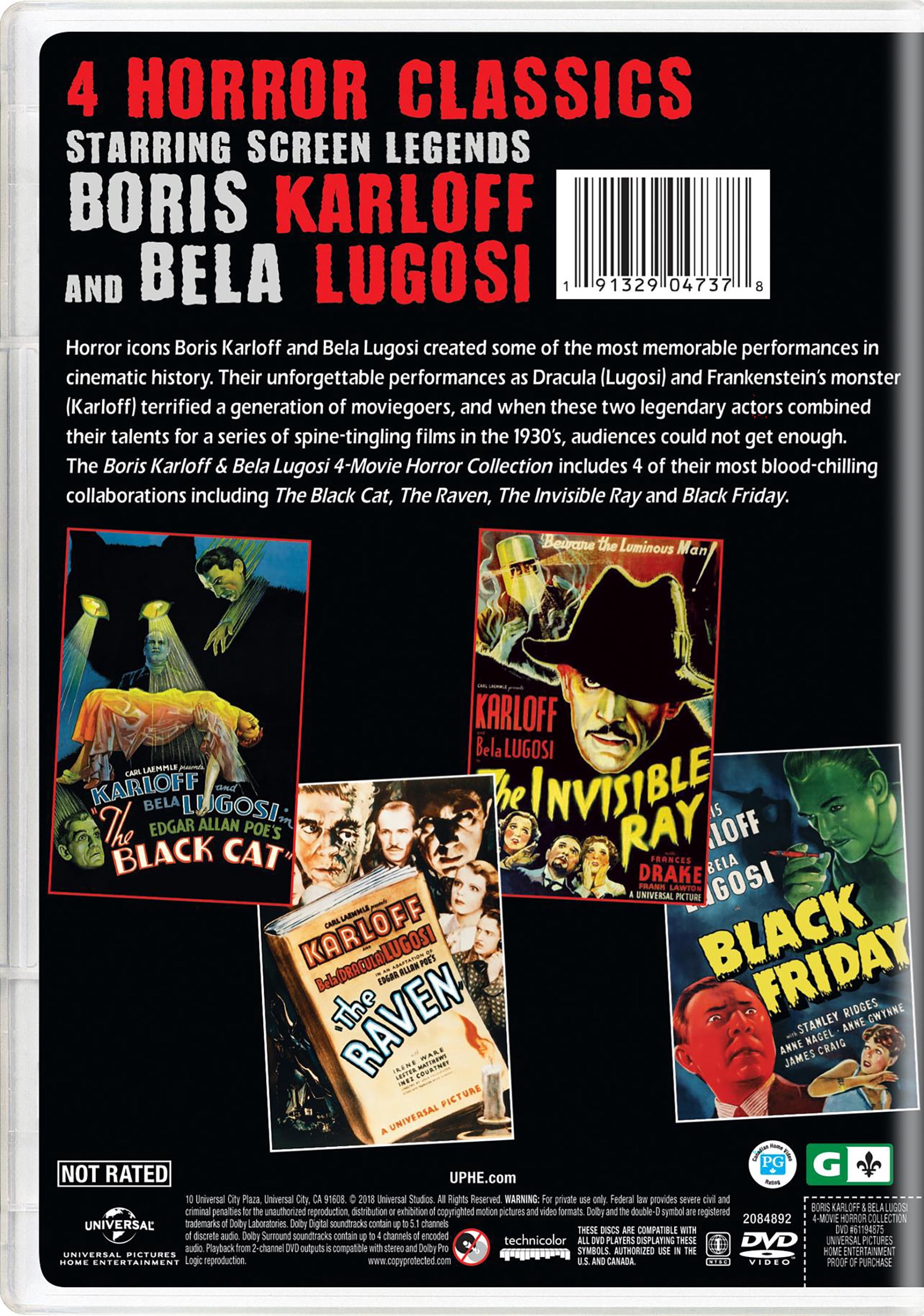 SDS, 4-Movie Horror Collection, Boris Karloff & Bela Lugosi, DVD
