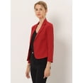 thumbnail image 2 of DARING DIVA Women's Notched Lapel Work Crop Blazer 3XL Red-Solid, 2 of 6