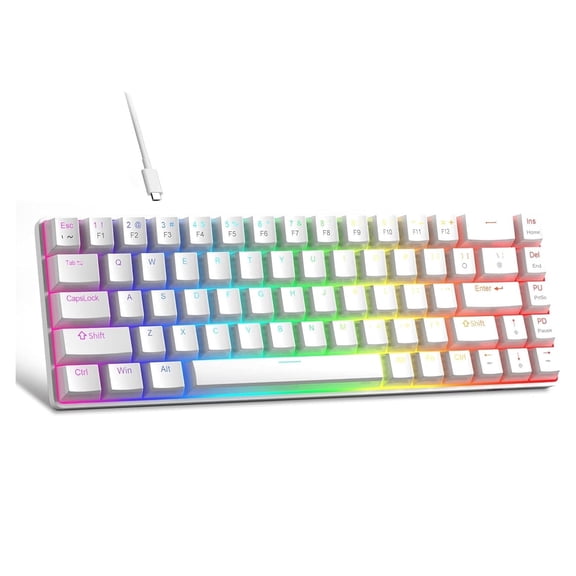 MageGee Portable 60% Mechanical Gaming Keyboard, MK-Box LED Backlit Compact 68 Keys Mini Wired Office Keyboard with Red Switch for Windows Laptop PC Mac - Black/Grey